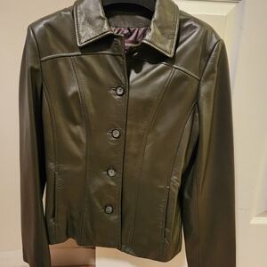 Danier Dark Olive Leather Jacket